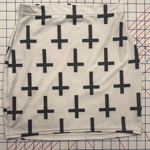Blackmilk black & white Cross Pencil mini Skirt S unholy inverted cross stretch